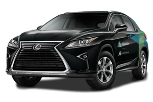 Black Lexus RX 450h with Hexagon | AutonomouStuff branding